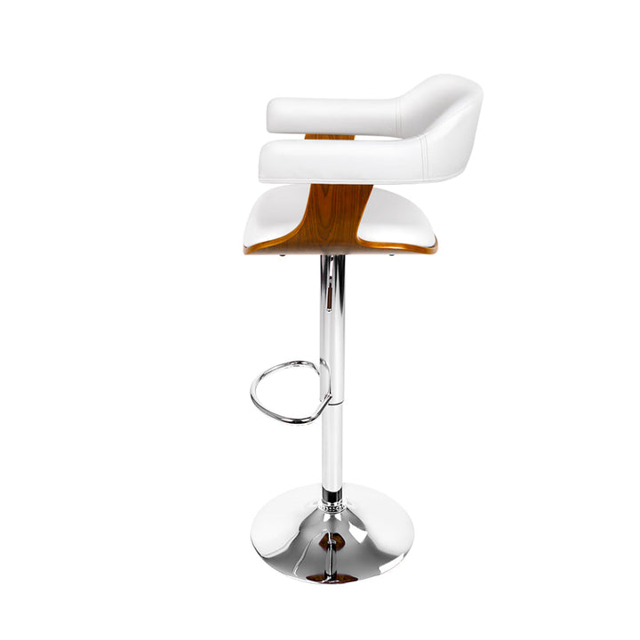 Bar Stools - Donna Wooden Bar Stool Leather Swivel White