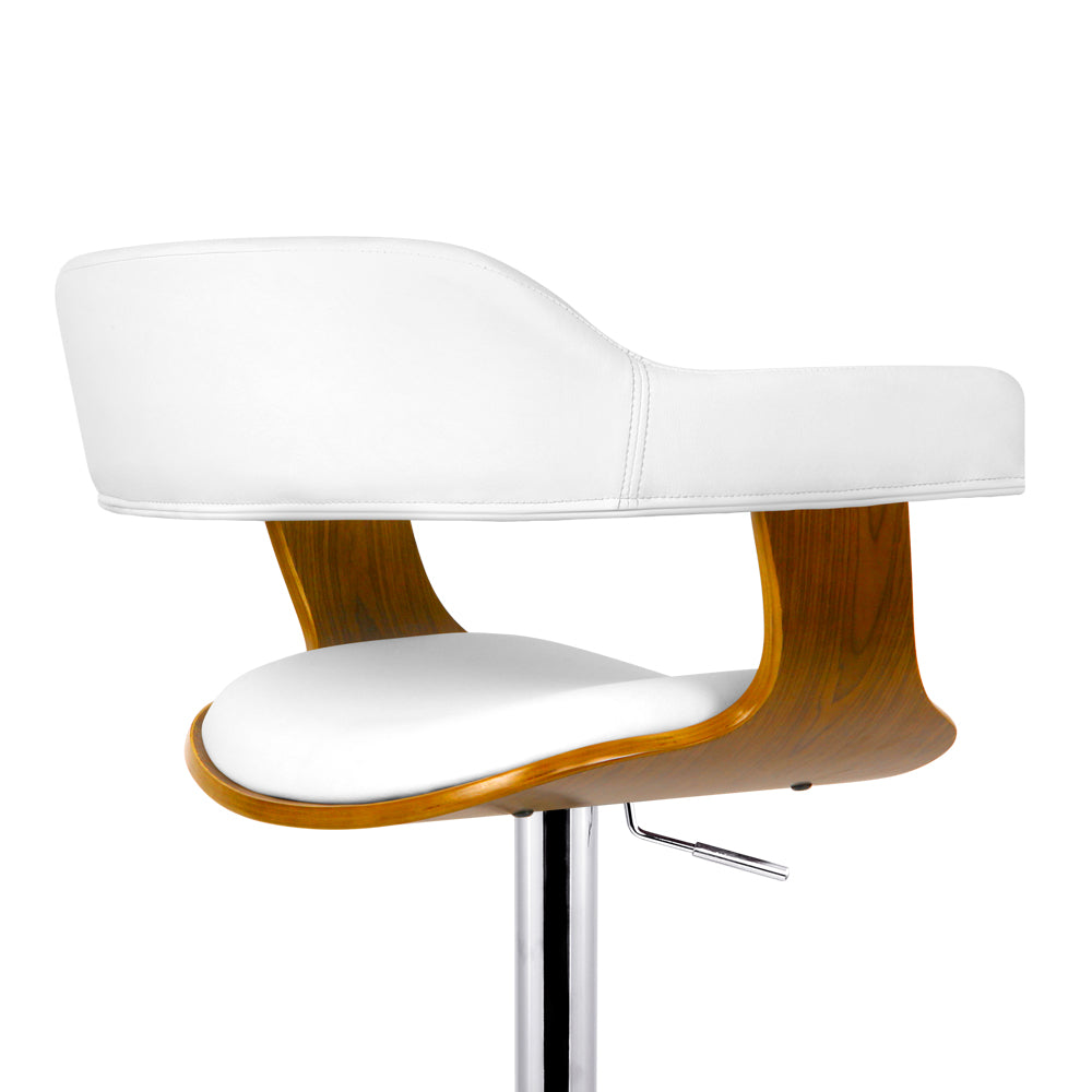 Bar Stools - Donna Wooden Bar Stool Leather Swivel White