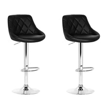Load image into Gallery viewer, Bar Stools - Elan Set Of 2 Leather Gas Lift Swivel Kitchen Bar Stool Black