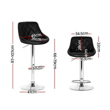 Load image into Gallery viewer, Bar Stools - Elan Set Of 2 Leather Gas Lift Swivel Kitchen Bar Stool Black