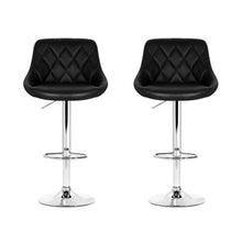 Load image into Gallery viewer, Bar Stools - Elan Set Of 2 Leather Gas Lift Swivel Kitchen Bar Stool Black
