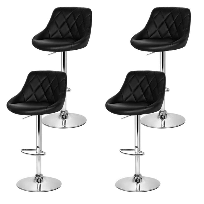 Bar Stools - Elan Set Of 4 Leather Gas Lift Swivel Kitchen Bar Stool Black