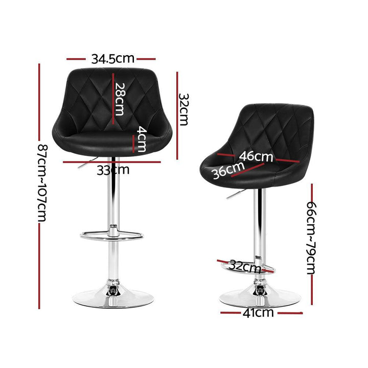 Bar Stools - Elan Set Of 4 Leather Gas Lift Swivel Kitchen Bar Stool Black