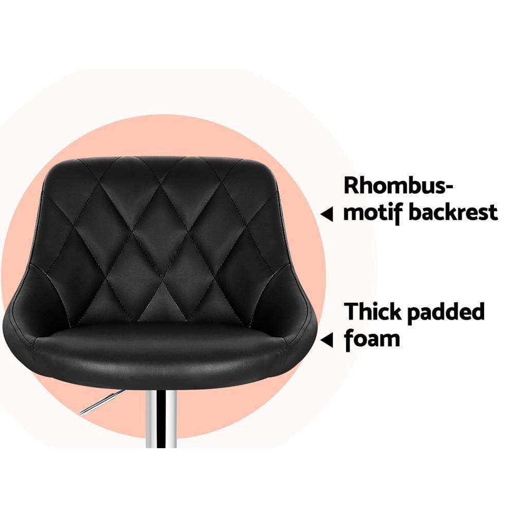 Bar Stools - Elan Set Of 4 Leather Gas Lift Swivel Kitchen Bar Stool Black