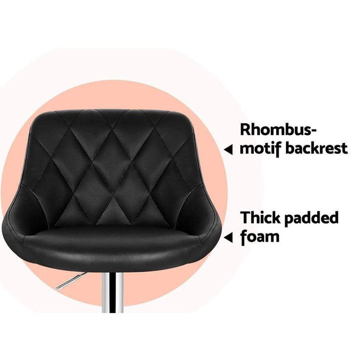 Bar Stools - Elan Set Of 4 Leather Gas Lift Swivel Kitchen Bar Stool Black