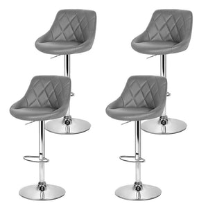 Bar Stools - Elan Set Of 4 Leather Gas Lift Swivel Kitchen Bar Stool Grey