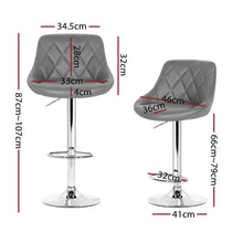 Load image into Gallery viewer, Bar Stools - Elan Set Of 4 Leather Gas Lift Swivel Kitchen Bar Stool Grey