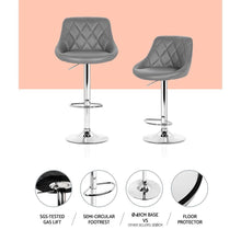 Load image into Gallery viewer, Bar Stools - Elan Set Of 4 Leather Gas Lift Swivel Kitchen Bar Stool Grey