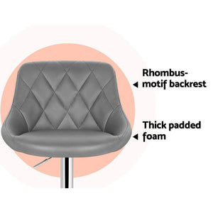 Bar Stools - Elan Set Of 4 Leather Gas Lift Swivel Kitchen Bar Stool Grey