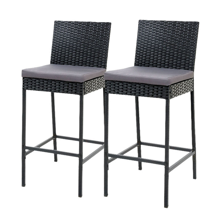 Bar Stools - Elmer Outdoor Bar Stools Wicker (Set Of 2) Black 71cm