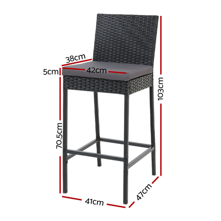 Bar Stools - Elmer Outdoor Bar Stools Wicker (Set Of 2) Black 71cm