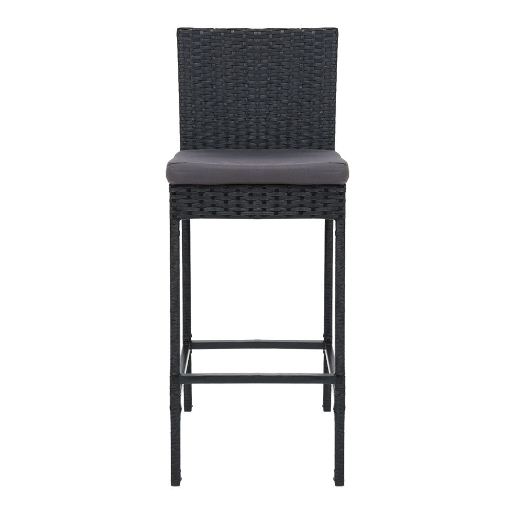 Bar Stools - Elmer Outdoor Bar Stools Wicker (Set Of 2) Black 71cm