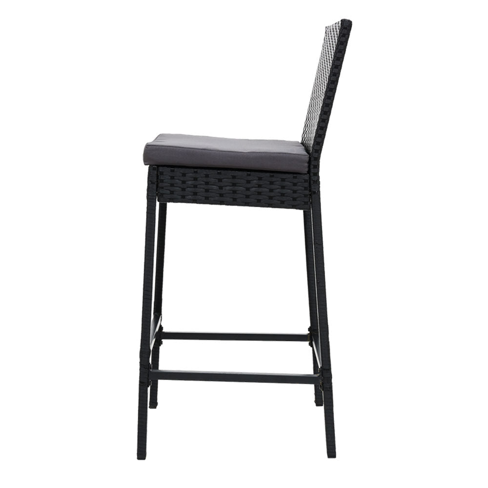 Bar Stools - Elmer Outdoor Bar Stools Wicker (Set Of 2) Black 71cm