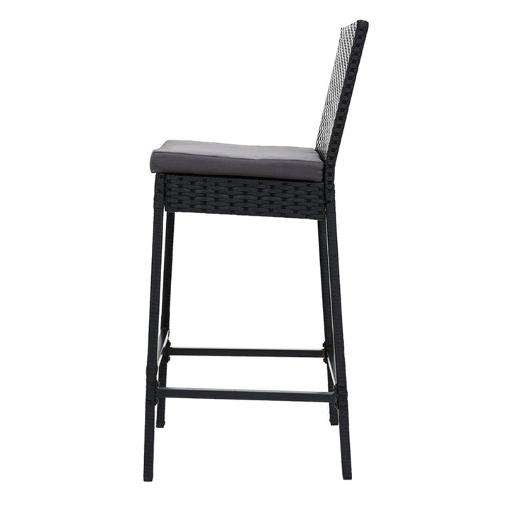 Bar Stools - Elmer Outdoor Bar Stools Wicker (Set Of 2) Black 71cm