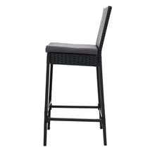 Load image into Gallery viewer, Bar Stools - Elmer Outdoor Bar Stools Wicker (Set Of 2) Black 71cm