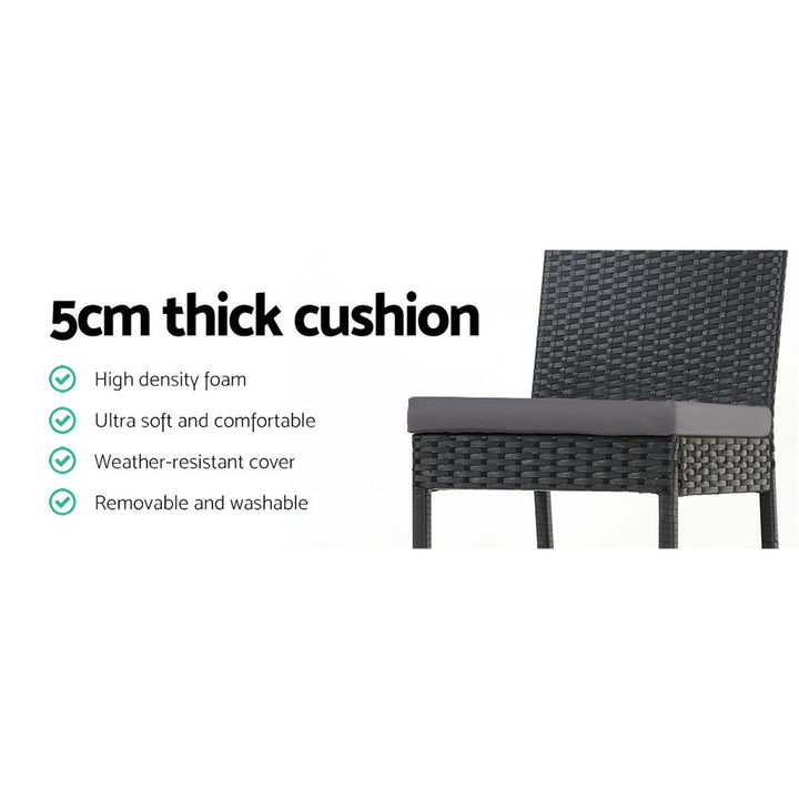 Bar Stools - Elmer Outdoor Bar Stools Wicker (Set Of 2) Black 71cm
