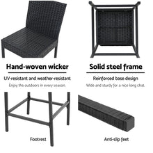 Load image into Gallery viewer, Bar Stools - Elmer Outdoor Bar Stools Wicker (Set Of 2) Black 71cm