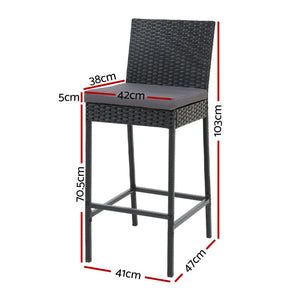 Bar Stools - Elmer Outdoor Bar Stools Wicker (Set Of 4) Black 71cm