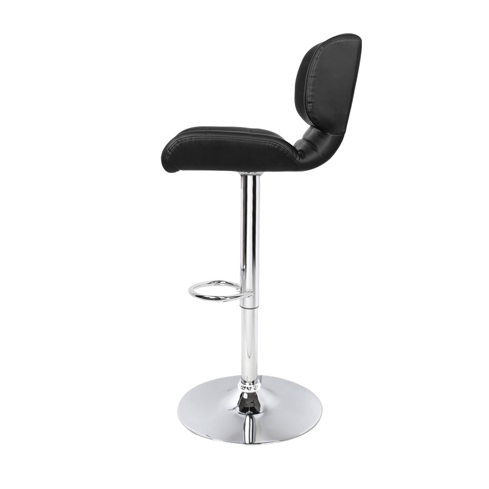 Bar Stools - Evan Leather Bar Stool Swivel (Set Of 2) Black
