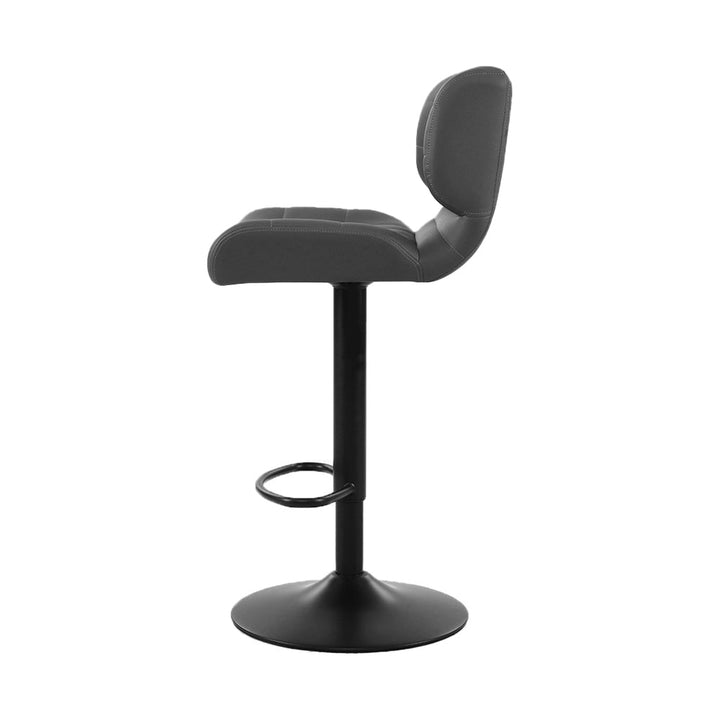 Bar Stools - Evan Leather Bar Stool Swivel (Set Of 2) Grey
