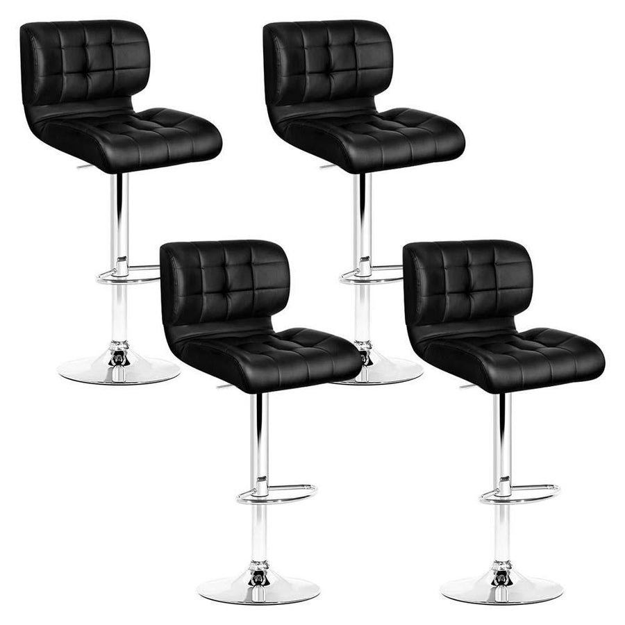 Bar Stools - Evan Set Of 4 Leather Gas Lift Kitchen Bar Stool Black