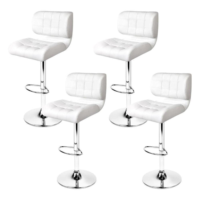 Bar Stools - Evan Set Of 4 Leather Gas Lift Kitchen Bar Stool White