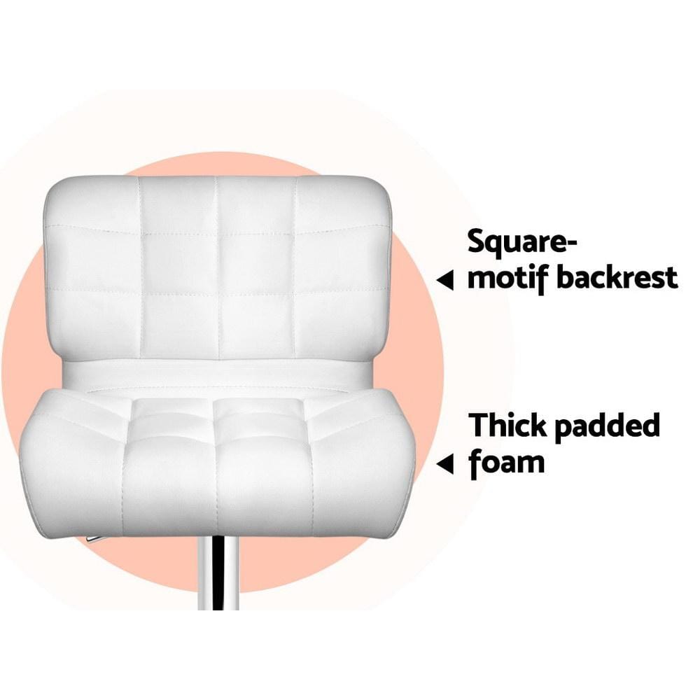 Bar Stools - Evan Set Of 4 Leather Gas Lift Kitchen Bar Stool White