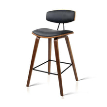 Load image into Gallery viewer, Bar Stools - Garth Set Of 2 Leather Wooden Kitchen Bar Stool Black 67cm