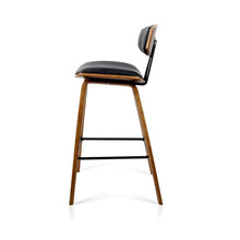 Load image into Gallery viewer, Bar Stools - Garth Set Of 2 Leather Wooden Kitchen Bar Stool Black 67cm