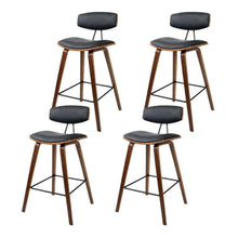 Load image into Gallery viewer, Bar Stools - Garth Set Of 4 Leather Wooden Kitchen Bar Stool Black 67cm