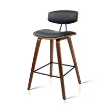 Load image into Gallery viewer, Bar Stools - Garth Set Of 4 Leather Wooden Kitchen Bar Stool Black 67cm