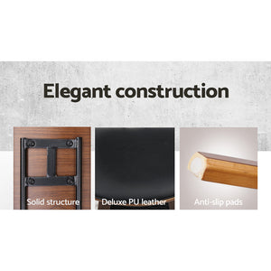 Bar Stools - Garth Wooden Bar Stool Leather (Set Of 4) Black 67cm