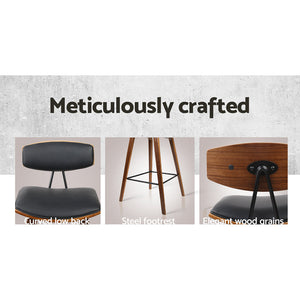 Bar Stools - Garth Wooden Bar Stool Leather (Set Of 4) Black 67cm