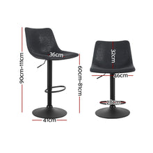 Load image into Gallery viewer, Bar Stools - Harley Leather Bar Stool Swivel (Set Of 2) Black