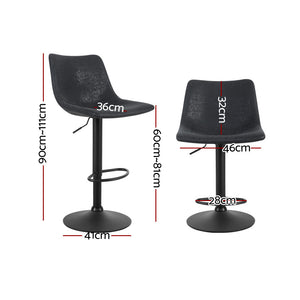 Bar Stools - Harley Leather Bar Stool Swivel (Set Of 2) Black