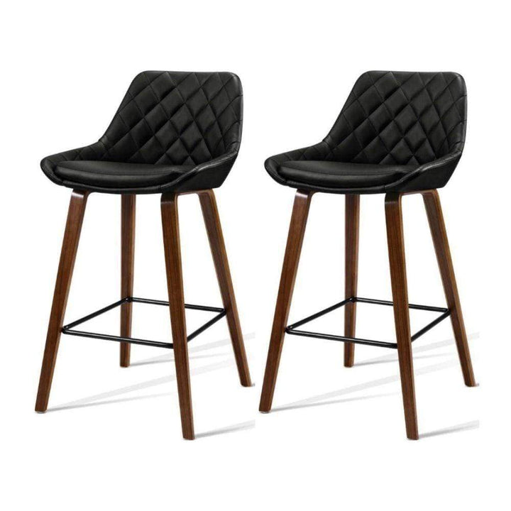 Bar Stools - Hunter Set Of 2 Wooden Kitchen Bar Stool Black 68cm