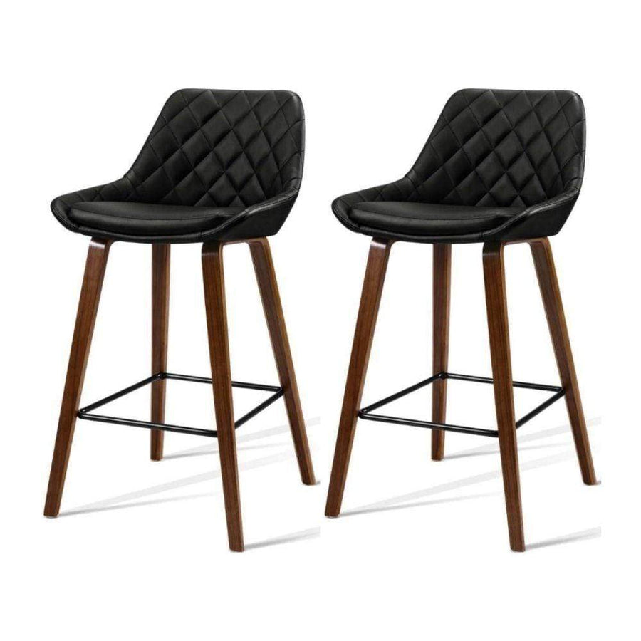 Bar Stools - Hunter Set Of 2 Wooden Kitchen Bar Stool Black 68cm