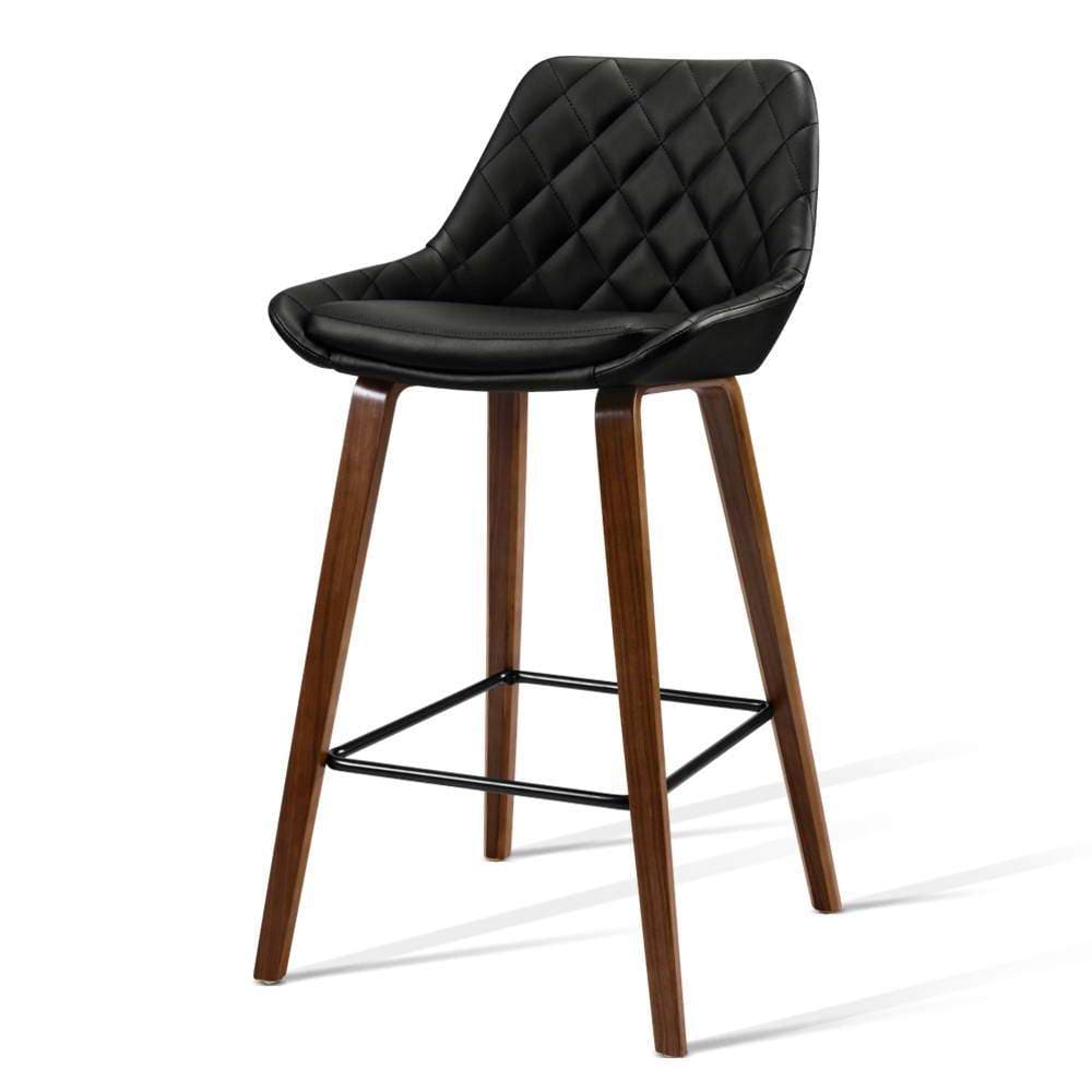 Bar Stools - Hunter Set Of 2 Wooden Kitchen Bar Stool Black 68cm