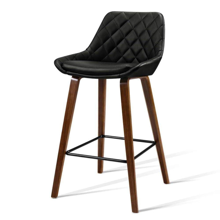Bar Stools - Hunter Set Of 2 Wooden Kitchen Bar Stool Black 68cm