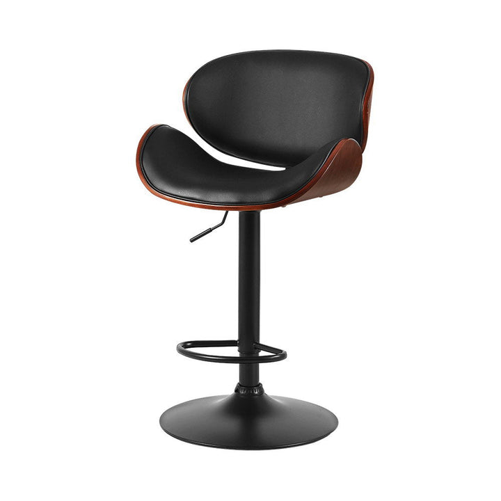 Bar Stools - Jaycee Leather Bar Stool Swivel Black Frame