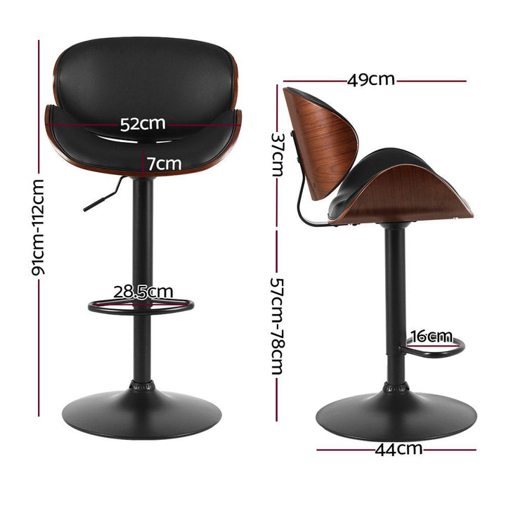 Bar Stools - Jaycee Leather Bar Stool Swivel Black Frame