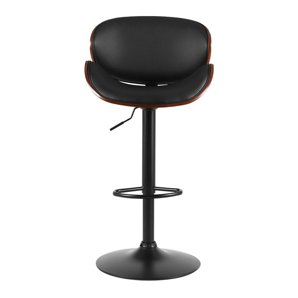 Bar Stools - Jaycee Leather Bar Stool Swivel Black Frame