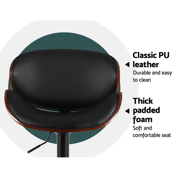 Bar Stools - Jaycee Leather Bar Stool Swivel Black Frame