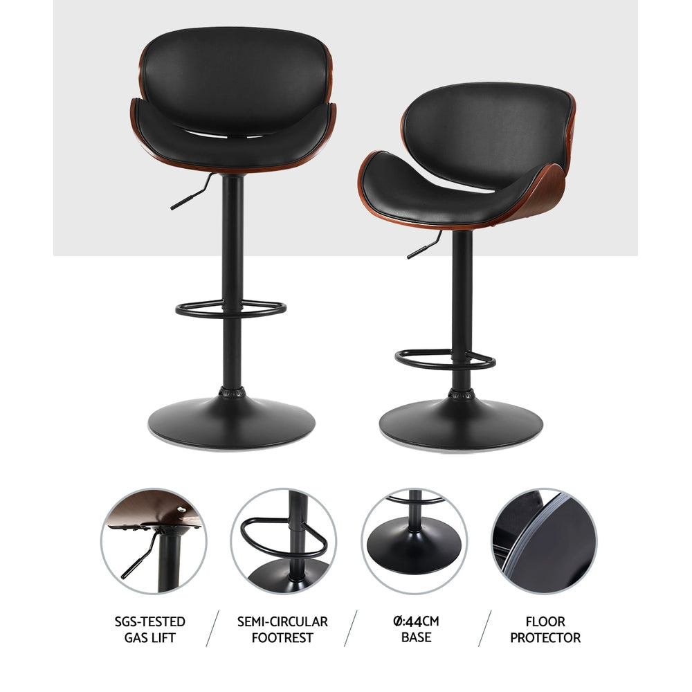 Bar Stools - Jaycee Leather Bar Stool Swivel Black Frame