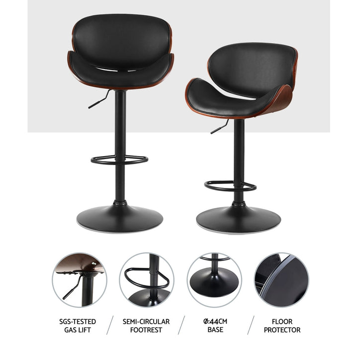 Bar Stools - Jaycee Leather Bar Stool Swivel Black Frame