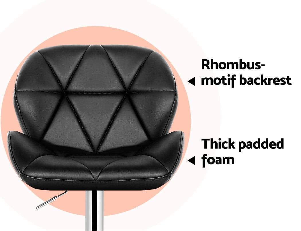 Bar Stools - Jorn Set Of 2 Leather Gas Lift Swivel Kitchen Bar Stool Black