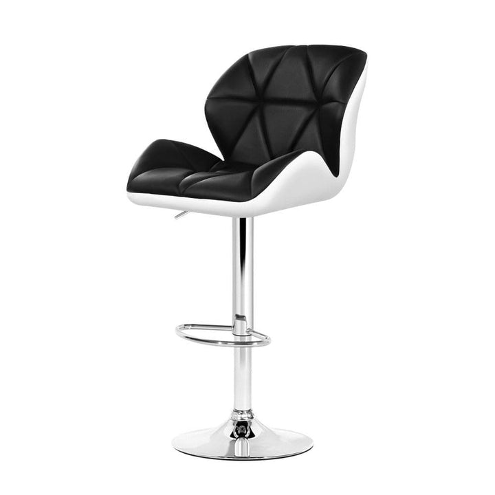 Bar Stools - Jorn Set Of 2 Leather Gas Lift Swivel Kitchen Bar Stool Black White