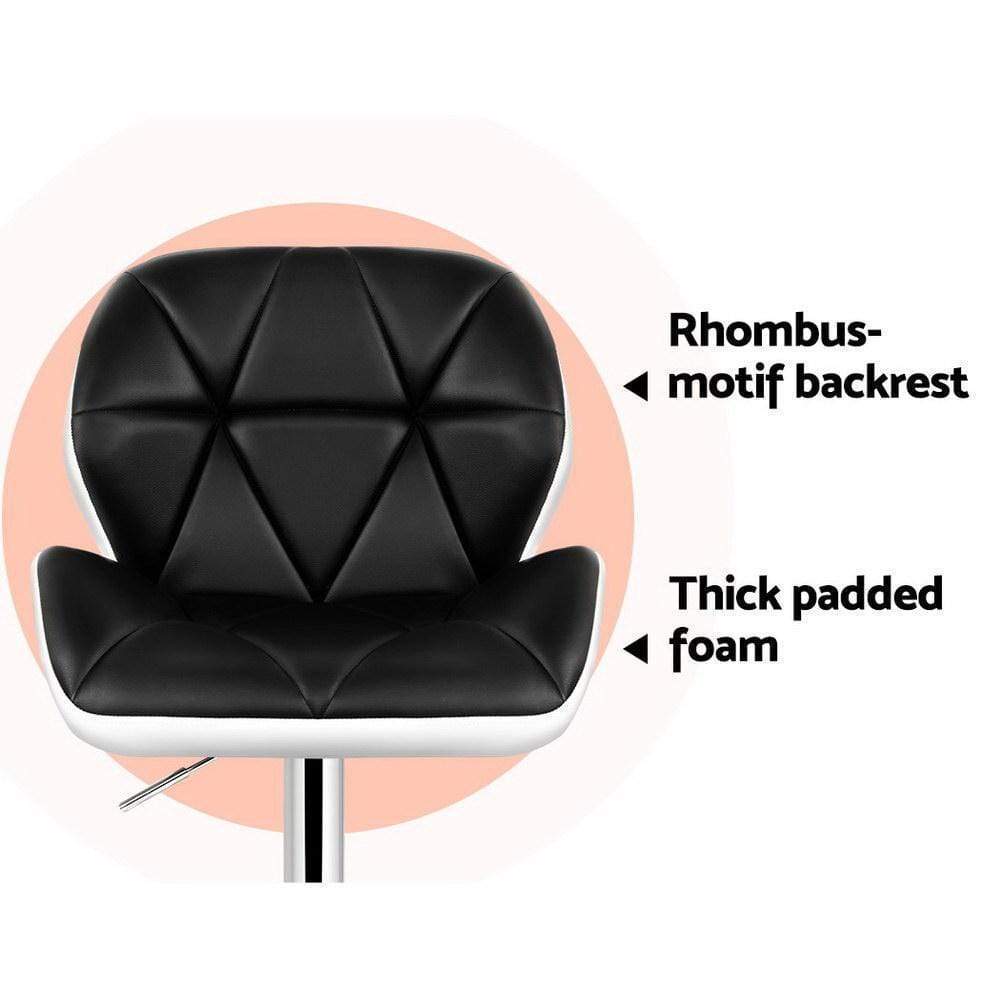 Bar Stools - Jorn Set Of 2 Leather Gas Lift Swivel Kitchen Bar Stool Black White