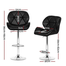 Load image into Gallery viewer, Bar Stools - Jorn Set Of 4 Leather Gas Lift Swivel Kitchen Bar Stool Black