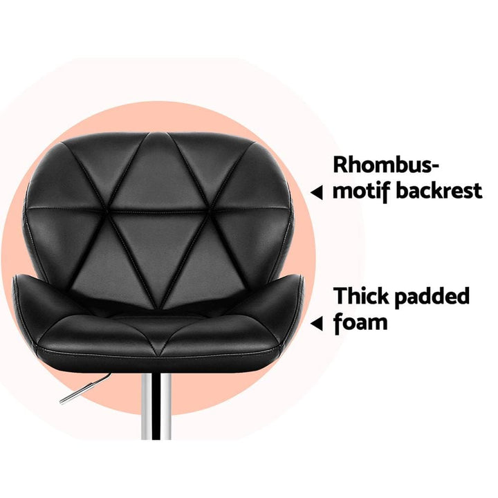 Bar Stools - Jorn Set Of 4 Leather Gas Lift Swivel Kitchen Bar Stool Black